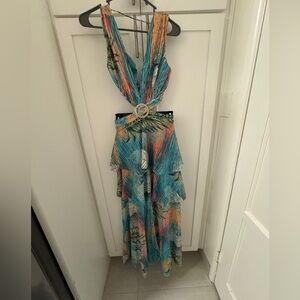 Colorful Maxi Dress with Open Back